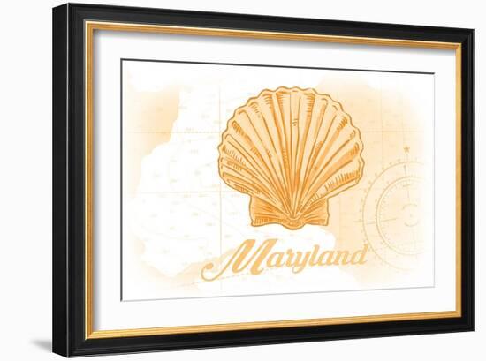 Maryland - Scallop Shell - Yellow - Coastal Icon-Lantern Press-Framed Art Print