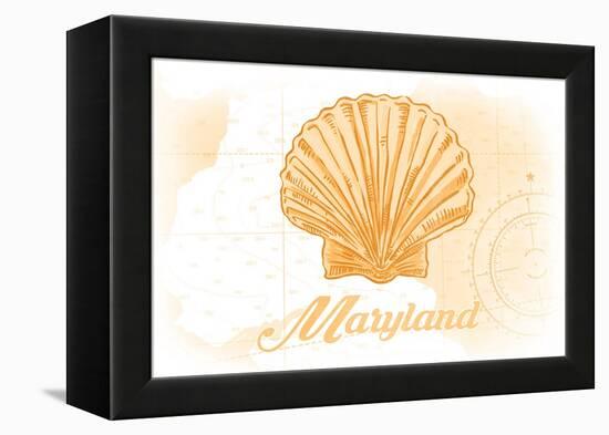 Maryland - Scallop Shell - Yellow - Coastal Icon-Lantern Press-Framed Stretched Canvas