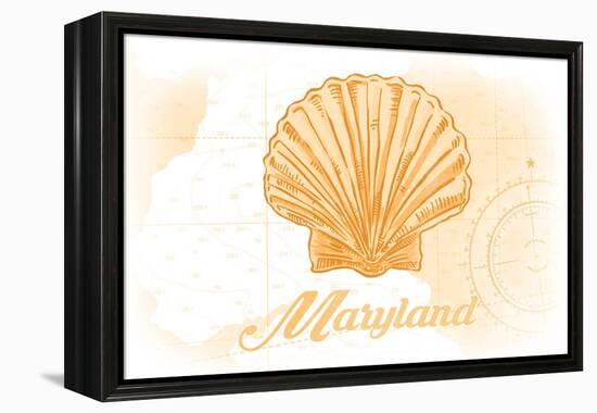 Maryland - Scallop Shell - Yellow - Coastal Icon-Lantern Press-Framed Stretched Canvas