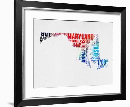 Maryland Watercolor Word Cloud-NaxArt-Framed Art Print