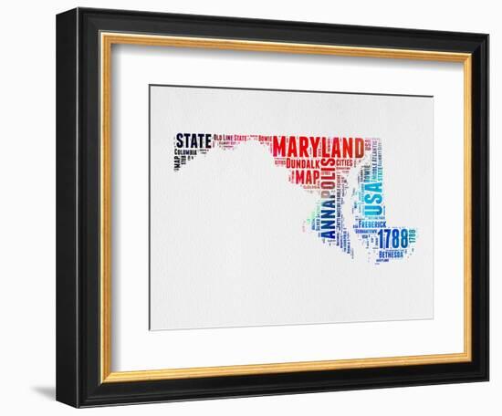 Maryland Watercolor Word Cloud-NaxArt-Framed Art Print
