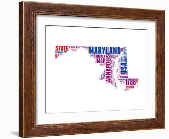 Maryland Word Cloud Map-NaxArt-Framed Art Print
