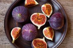 Fresh Figs in a Plate on Rustic Wooden Table-Marylooo-Framed Premier Image Canvas