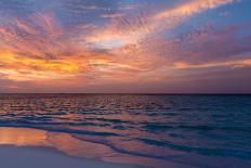 Gorgeous Sunset over Ocean, Panorama of Tropical Island, Maldives-Maryna Patzen-Framed Premier Image Canvas