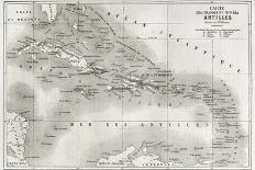 Antilles Old Map. Created By Vuillemin And Erhard, Published On Le Tour Du Monde, Paris, 1860-marzolino-Art Print