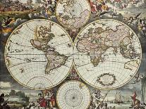 Old Map Of World Hemispheres. Created By Frederick De Wit, Published In Amsterdam, 1668-marzolino-Art Print