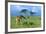 Masai Giraffe Grazing on the Serengeti with Acacia Tree and Clouds-John Alves-Framed Photographic Print