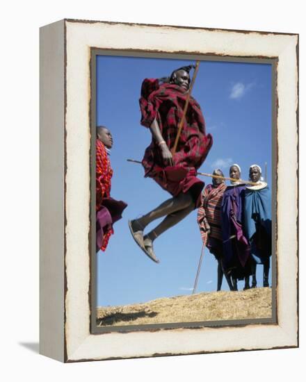 Masai Warriors Perform Jumping Dance, Masai Mara National Park, Kenya, East Africa, Africa-D H Webster-Framed Premier Image Canvas