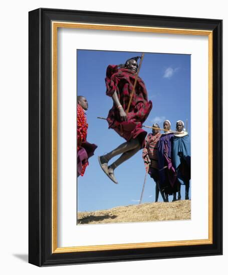 Masai Warriors Perform Jumping Dance, Masai Mara National Park, Kenya, East Africa, Africa-D H Webster-Framed Photographic Print