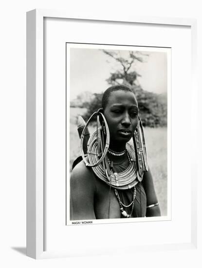 Masai Woman with Ear Hoops-null-Framed Premium Giclee Print