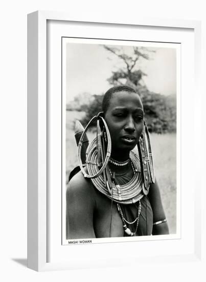 Masai Woman with Ear Hoops-null-Framed Premium Giclee Print