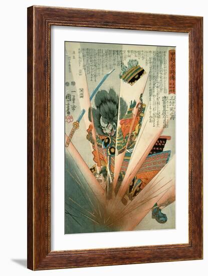 Masakiyo Blown Up by a Land Mine at Kawanakajima, C.1848-Kuniyoshi Utagawa-Framed Giclee Print