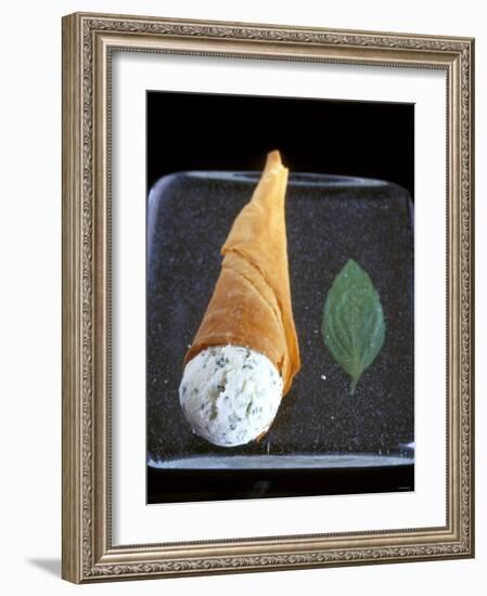 Mascarpone and Basil Ice Cream in Wafer Cone-Jean Cazals-Framed Photographic Print