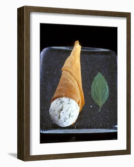 Mascarpone and Basil Ice Cream in Wafer Cone-Jean Cazals-Framed Photographic Print