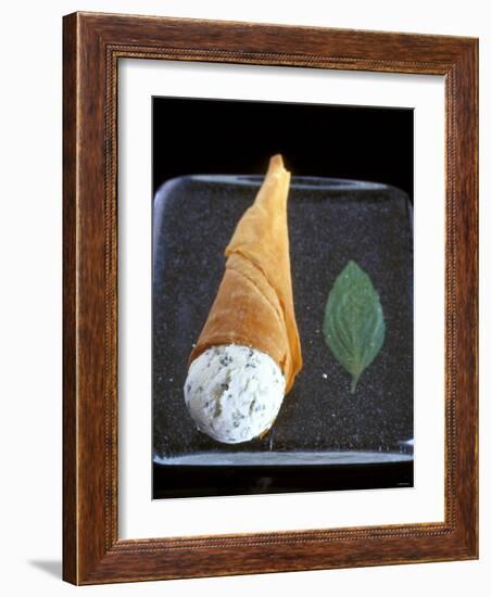 Mascarpone and Basil Ice Cream in Wafer Cone-Jean Cazals-Framed Photographic Print