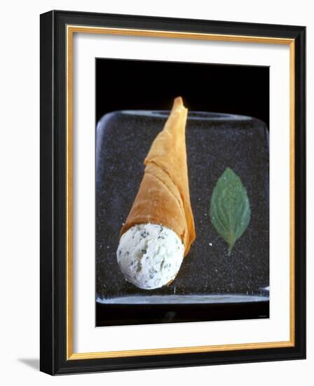 Mascarpone and Basil Ice Cream in Wafer Cone-Jean Cazals-Framed Photographic Print