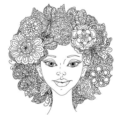 48 Pages Beautiful Flower Girl Antistress Coloring Books For