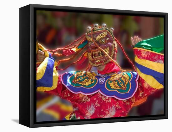 Mask Dance Celebrating Tshechu Festival at Wangdue Phodrang Dzong, Wangdi, Bhutan-Keren Su-Framed Premier Image Canvas