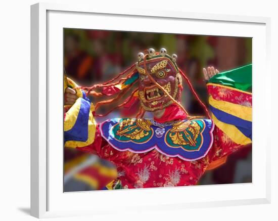 Mask Dance Celebrating Tshechu Festival at Wangdue Phodrang Dzong, Wangdi, Bhutan-Keren Su-Framed Photographic Print