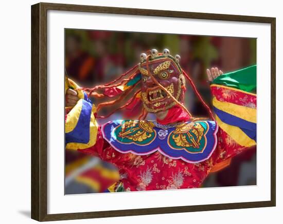 Mask Dance Celebrating Tshechu Festival at Wangdue Phodrang Dzong, Wangdi, Bhutan-Keren Su-Framed Photographic Print