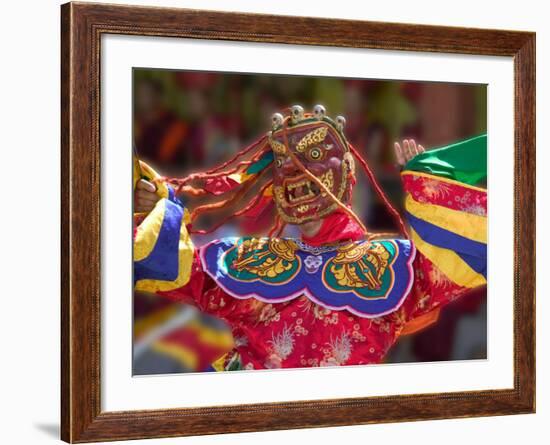 Mask Dance Celebrating Tshechu Festival at Wangdue Phodrang Dzong, Wangdi, Bhutan-Keren Su-Framed Photographic Print