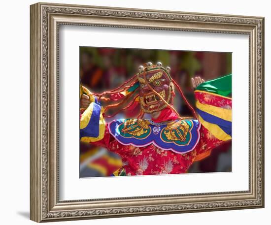 Mask Dance Celebrating Tshechu Festival at Wangdue Phodrang Dzong, Wangdi, Bhutan-Keren Su-Framed Photographic Print