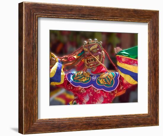 Mask Dance Celebrating Tshechu Festival at Wangdue Phodrang Dzong, Wangdi, Bhutan-Keren Su-Framed Photographic Print