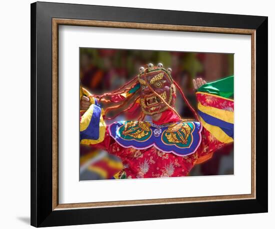 Mask Dance Celebrating Tshechu Festival at Wangdue Phodrang Dzong, Wangdi, Bhutan-Keren Su-Framed Photographic Print