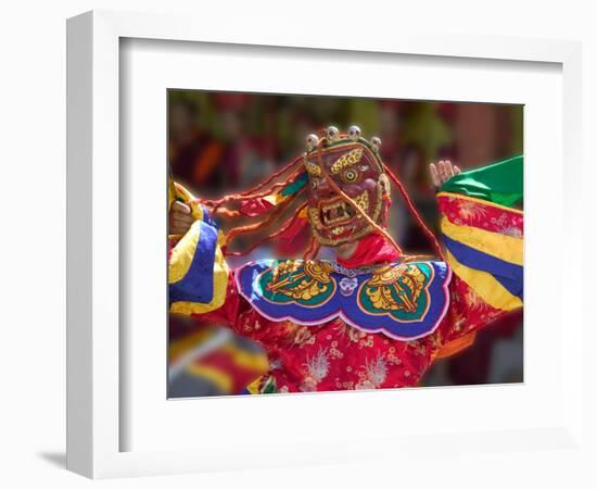 Mask Dance Celebrating Tshechu Festival at Wangdue Phodrang Dzong, Wangdi, Bhutan-Keren Su-Framed Photographic Print