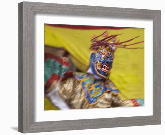 Mask Dance Performance at Tshechu Festival, Bumthang, Bhutan-Keren Su-Framed Photographic Print