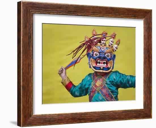 Mask Dance Performance at Tshechu Festival, Bumthang, Bhutan-Keren Su-Framed Photographic Print
