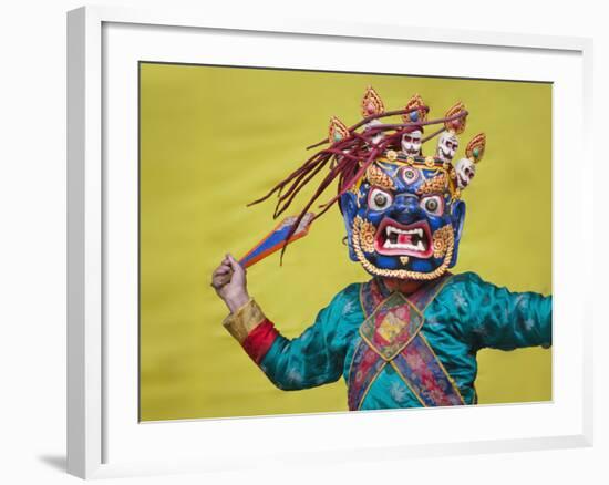 Mask Dance Performance at Tshechu Festival, Bumthang, Bhutan-Keren Su-Framed Photographic Print