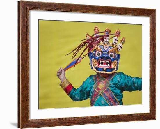 Mask Dance Performance at Tshechu Festival, Bumthang, Bhutan-Keren Su-Framed Photographic Print