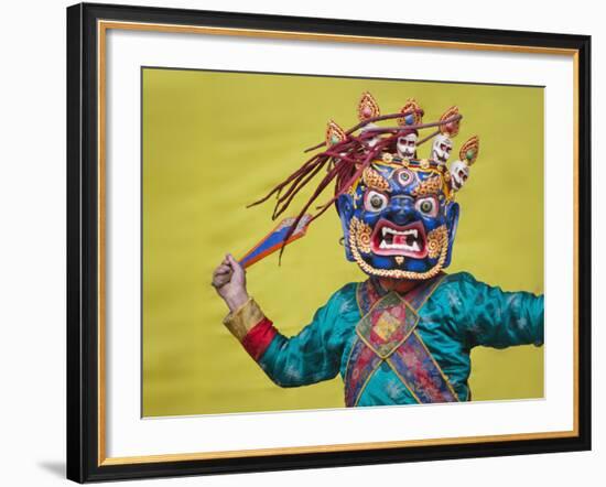 Mask Dance Performance at Tshechu Festival, Bumthang, Bhutan-Keren Su-Framed Photographic Print