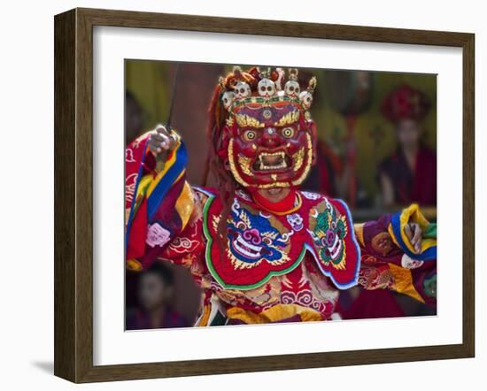 Mask Dance Performance at Tshechu Festival, Punakha Dzong, Punakha, Bhutan-Keren Su-Framed Photographic Print