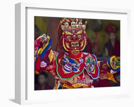 Mask Dance Performance at Tshechu Festival, Punakha Dzong, Punakha, Bhutan-Keren Su-Framed Photographic Print