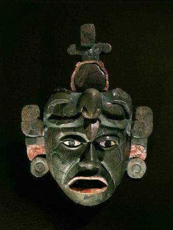 Mask in Jade and Shell Mosaic, Mayan Early Classical period 300-600 AD,  Tikal, Guatemala' Photographic Print | Art.com