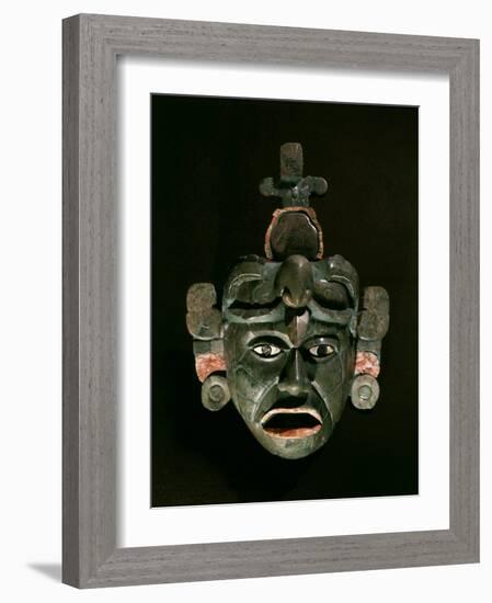 Mask in Jade and Shell Mosaic, Mayan Early Classical period 300-600 AD, Tikal, Guatemala-null-Framed Photographic Print