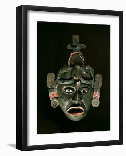 Mask in Jade and Shell Mosaic, Mayan Early Classical period 300-600 AD, Tikal, Guatemala-null-Framed Photographic Print
