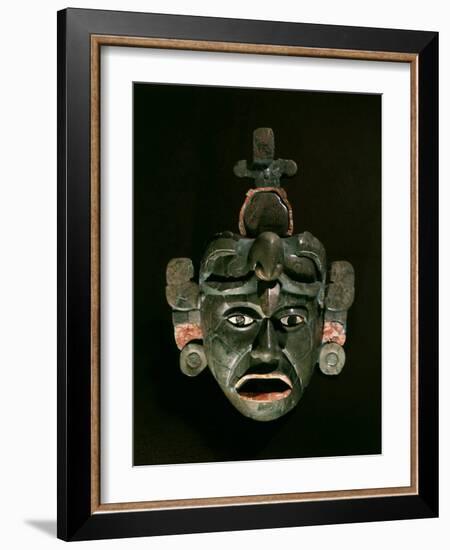 Mask in Jade and Shell Mosaic, Mayan Early Classical period 300-600 AD, Tikal, Guatemala-null-Framed Photographic Print