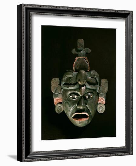 Mask in Jade and Shell Mosaic, Mayan Early Classical period 300-600 AD, Tikal, Guatemala-null-Framed Photographic Print