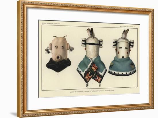 Mask of Koyemshi, Mask of Komokattsi: Front and Rear Views-null-Framed Giclee Print