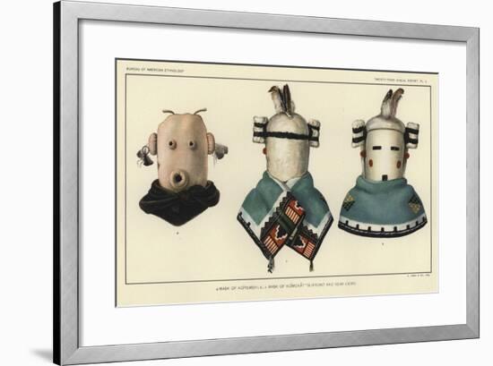 Mask of Koyemshi, Mask of Komokattsi: Front and Rear Views-null-Framed Giclee Print