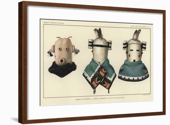 Mask of Koyemshi, Mask of Komokattsi: Front and Rear Views-null-Framed Giclee Print