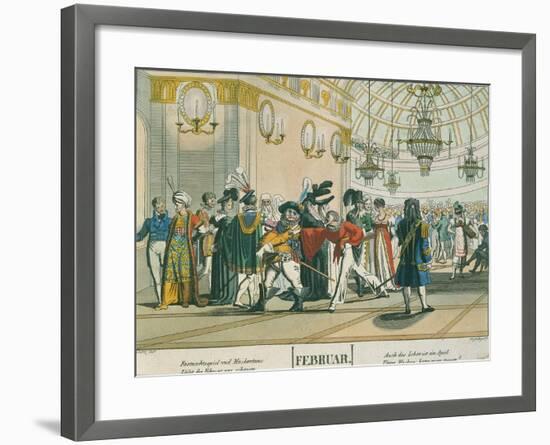 Masked Ball During the Carnival, Circa 1805.-null-Framed Giclee Print