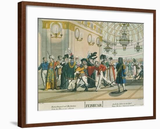 Masked Ball During the Carnival, Circa 1805.-null-Framed Giclee Print