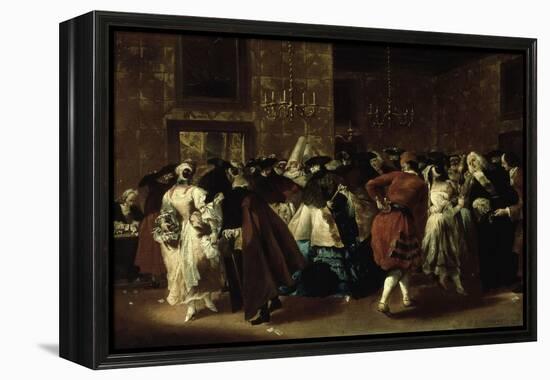 Masked Ball with Ladies and Gentlemen in Carnival Costume, Grand Hall of Ridotto in Palazzo Dandalo-Giovanni Antonio Guardi-Framed Premier Image Canvas