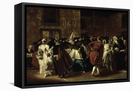 Masked Ball with Ladies and Gentlemen in Carnival Costume, Grand Hall of Ridotto in Palazzo Dandalo-Giovanni Antonio Guardi-Framed Premier Image Canvas