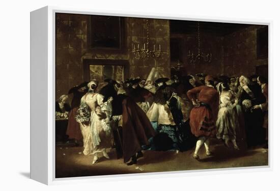 Masked Ball with Ladies and Gentlemen in Carnival Costume, Grand Hall of Ridotto in Palazzo Dandalo-Giovanni Antonio Guardi-Framed Premier Image Canvas