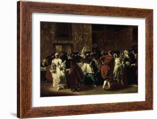 Masked Ball with Ladies and Gentlemen in Carnival Costume, Grand Hall of Ridotto in Palazzo Dandalo-Giovanni Antonio Guardi-Framed Giclee Print